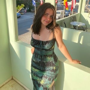 Multi coloured maxi dress with slit on the side